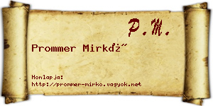 Prommer Mirkó névjegykártya